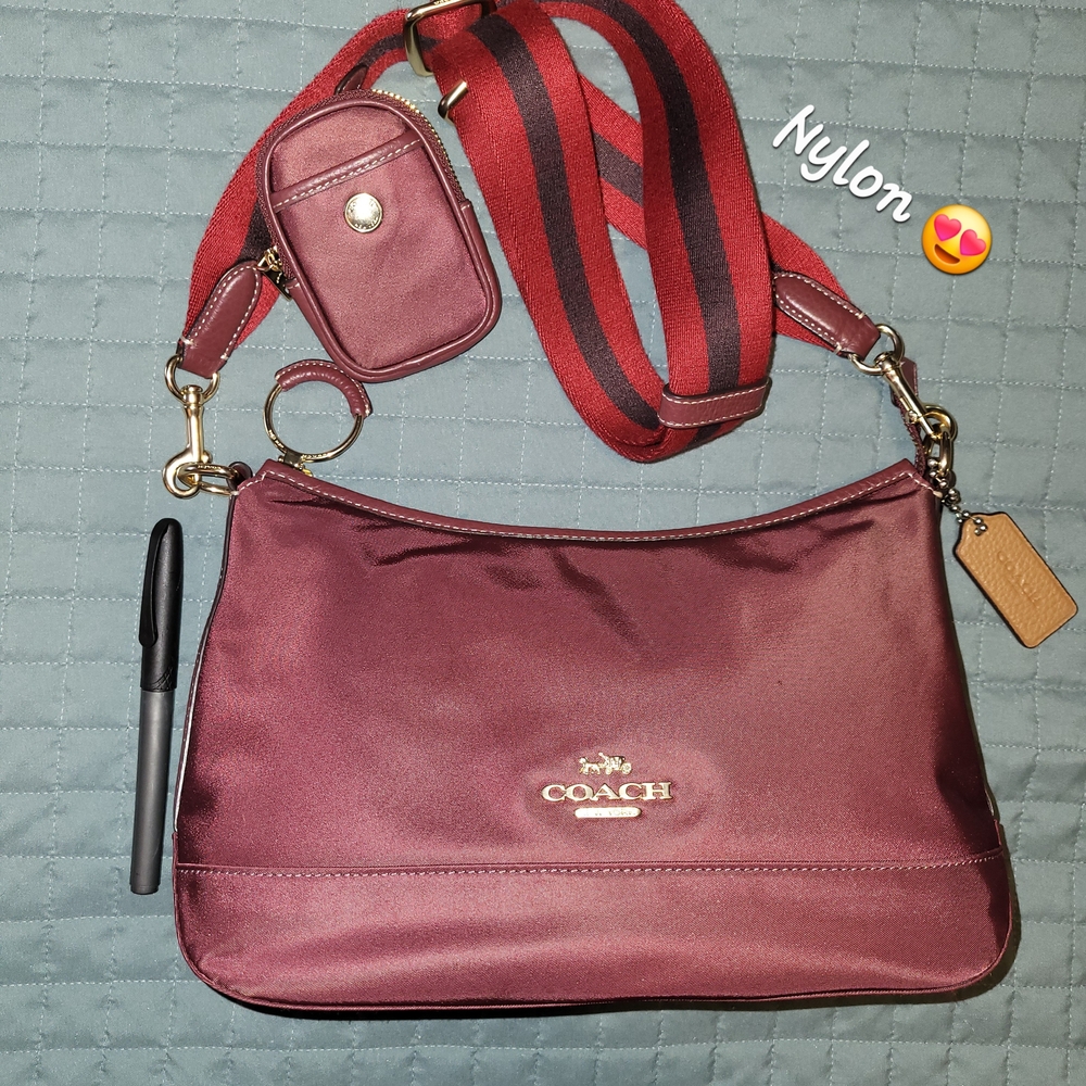 Coach Maroon Nylon Shoulder Bag